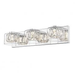 Aster 20.47 in. LED Integrated Chrome Vanity Light with Crystal and Clear Glass Shade by OVE Decors -Kenroy Home Sales chrome ove decors vanity lighting 15lva aste21 lc 44 1000