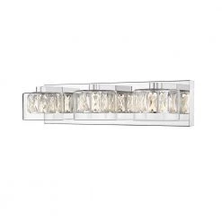 Aster 20.47 in. LED Integrated Chrome Vanity Light with Crystal and Clear Glass Shade by OVE Decors -Kenroy Home Sales chrome ove decors vanity lighting 15lva aste21 lc 4f 1000