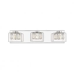 Aster 20.47 in. LED Integrated Chrome Vanity Light with Crystal and Clear Glass Shade by OVE Decors