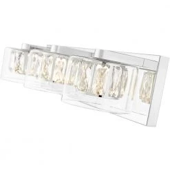 Aster 20.47 in. LED Integrated Chrome Vanity Light with Crystal and Clear Glass Shade by OVE Decors -Kenroy Home Sales chrome ove decors vanity lighting 15lva aste21 lc fa 1000