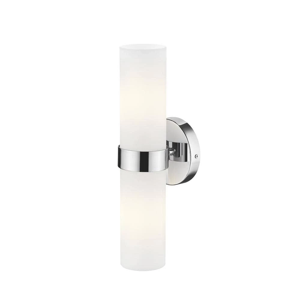 Romilly 5 in. 2-Light Chrome Vanity Light with Frosted Glass Shade by OVE Decors 5 Romilly 5 in. 2-Light Chrome Vanity Light with Frosted Glass Shade by OVE Decors - Image 3