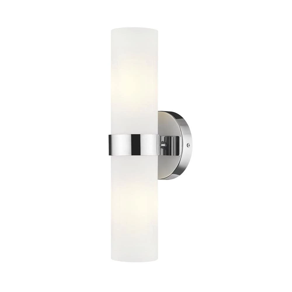 Romilly 5 in. 2-Light Chrome Vanity Light with Frosted Glass Shade by OVE Decors 4 Romilly 5 in. 2-Light Chrome Vanity Light with Frosted Glass Shade by OVE Decors - Image 2