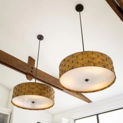 Shaker 3-Light Dark Woven Wood Pendant by Kenroy Home -Kenroy Home Sales dark woven wood finish kenroy home chandeliers 92038dww 76 1000