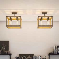 Swanson 4-Light Distressed White Semi-Flush Mount by Kenroy Home -Kenroy Home Sales distressed white woodgrain with graphite finish kenroy home flush mount lights 93966grph 4f 1000