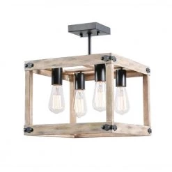 Swanson 4-Light Distressed White Semi-Flush Mount by Kenroy Home