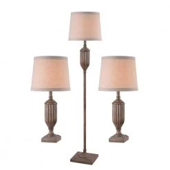 Regalto 25 in. Driftwood Lamp with Oatmeal Fabric Shade (3-Pack) by Kenroy Home