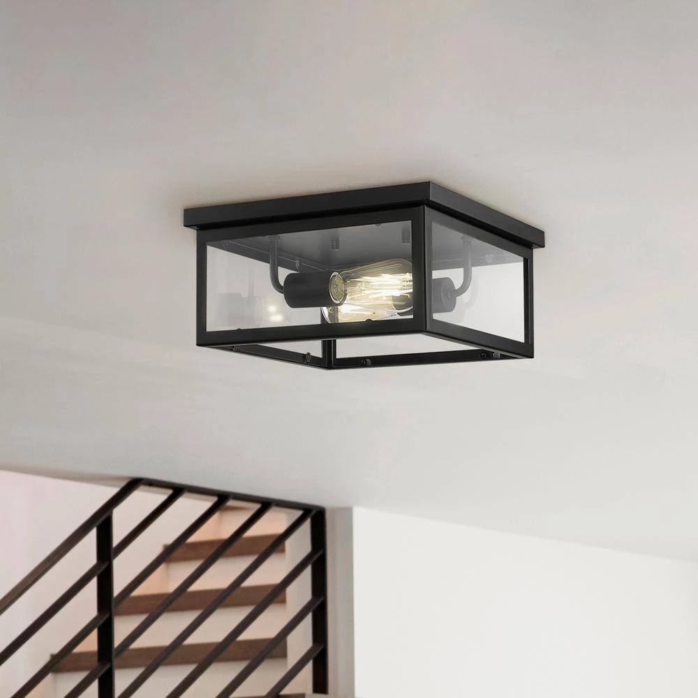 Bruce 11.8 in. W 2-Light Driftwood Square Flush Mount by OVE Decors 9 Bruce 11.8 in. W 2-Light Driftwood Square Flush Mount by OVE Decors - Image 7