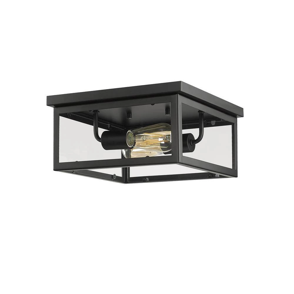 Bruce 11.8 in. W 2-Light Driftwood Square Flush Mount by OVE Decors 5 Bruce 11.8 in. W 2-Light Driftwood Square Flush Mount by OVE Decors - Image 3