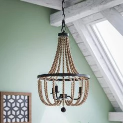 Regas 3-Light Wood Bead Chandelier by Kenroy Home -Kenroy Home Sales golden bronze finish kenroy home chandeliers 93133gbrz 4f 1000