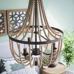 Regas 3-Light Wood Bead Chandelier by Kenroy Home -Kenroy Home Sales golden bronze finish kenroy home chandeliers 93133gbrz 76 1000