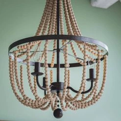 Regas 3-Light Wood Bead Chandelier by Kenroy Home -Kenroy Home Sales golden bronze finish kenroy home chandeliers 93133gbrz fa 1000