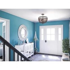 Dumas 3-Light Golden Bronze Wood Bead Semi-Flush Mount by Kenroy Home -Kenroy Home Sales golden bronze finish with gray wood beads kenroy home flush mount lights 93136gbrz 4f 1000