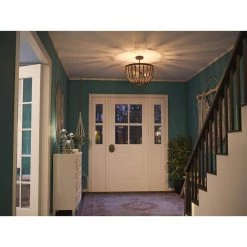 Dumas 3-Light Golden Bronze Wood Bead Semi-Flush Mount by Kenroy Home -Kenroy Home Sales golden bronze finish with gray wood beads kenroy home flush mount lights 93136gbrz 76 1000