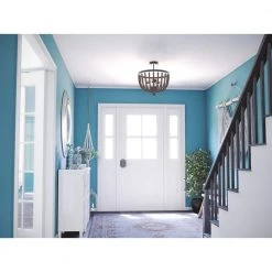 Dumas 3-Light Golden Bronze Wood Bead Semi-Flush Mount by Kenroy Home -Kenroy Home Sales golden bronze finish with gray wood beads kenroy home flush mount lights 93136gbrz c3 1000