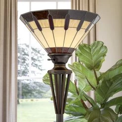 Harmond 71 in. Tiffany Torchiere Lamp with Glass Shade by Kenroy Home -Kenroy Home Sales gray kenroy home floor lamps 32718brz 4f 1000