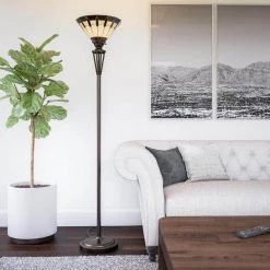 Harmond 71 in. Tiffany Torchiere Lamp with Glass Shade by Kenroy Home -Kenroy Home Sales gray kenroy home floor lamps 32718brz c3 1000