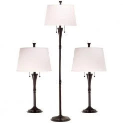 Park Avenue 29 in. Oil-Rubbed Bronze 2 Table and 1 Floor Lamp Set by Kenroy Home