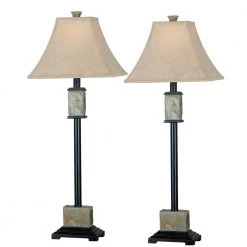 Bennington 32 in. Natural Slate Buffet Lamp Set (2-Pack) by Kenroy Home
