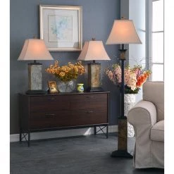 Bennington 29 in. Natural Slate 2 Table and 1 Floor Lamp Set by Kenroy Home -Kenroy Home Sales kenroy home lamp sets 31207 31 1000