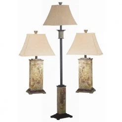 Bennington 29 in. Natural Slate 2 Table and 1 Floor Lamp Set by Kenroy Home