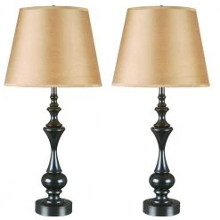Stratton II 28 in. Oil-Rubbed Bronze Table Lamp Set (2-Pack) by Kenroy Home