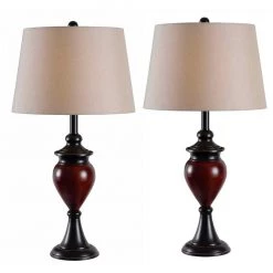 Elliot 29 in. Bronze Table Lamps with Tan Shade by Kenroy Home