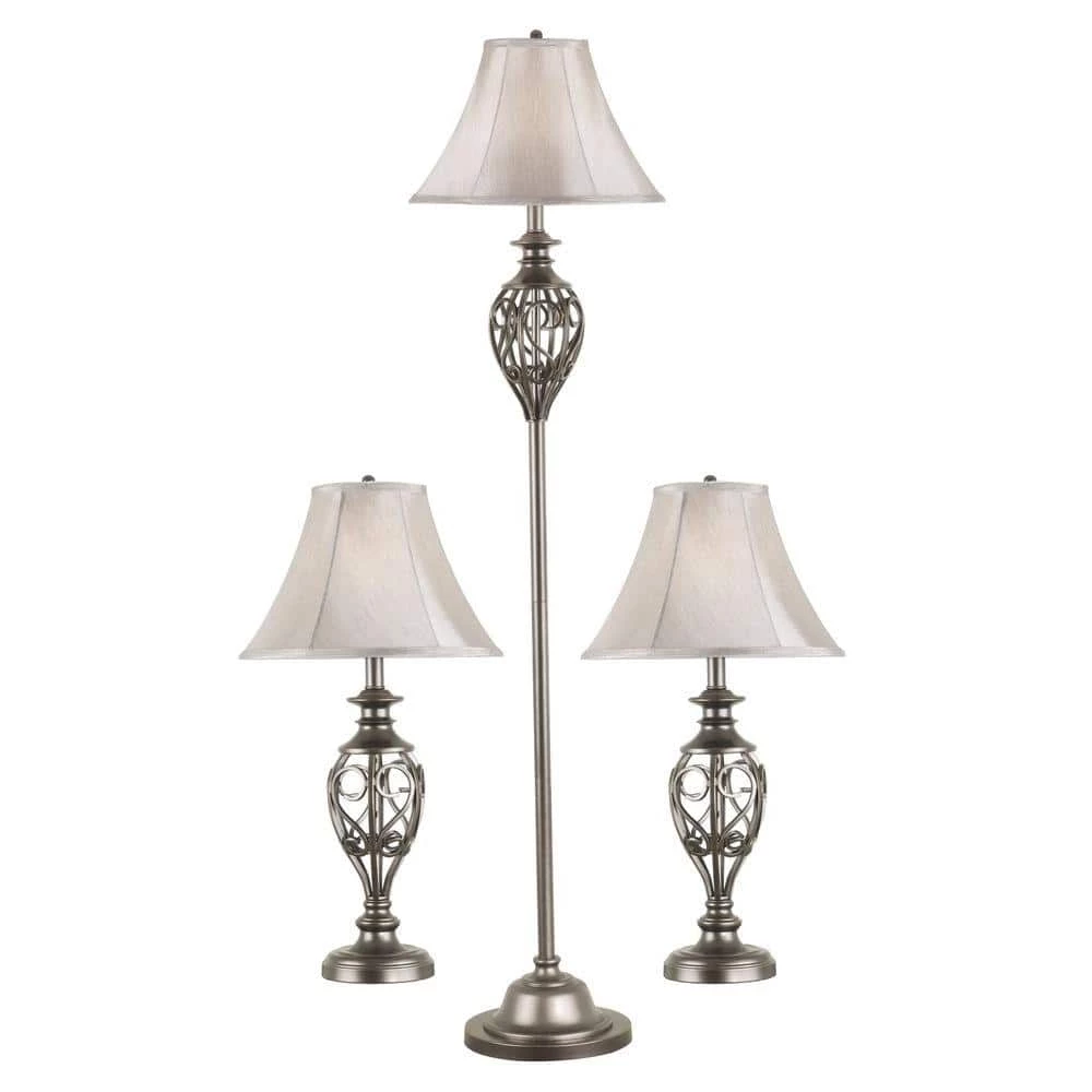 Cerise 27 in. Silver 2-Table and 1-Floor Lamp Set by Kenroy Home 3 Cerise 27 in. Silver 2-Table and 1-Floor Lamp Set by Kenroy Home
