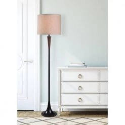 Cecelia 60 in. Bronze Floor Lamp with Creme Shade by Kenroy Home -Kenroy Home Sales mahogany wood grain and oil rubbed bronze finish kenroy home floor lamps 33199mwdg 31 1000