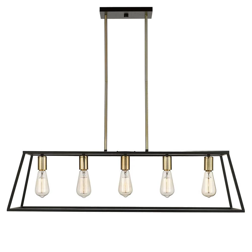 Agnes II 5-Light Matte Black and Light Gold Socket LED Pendant by OVE Decors 8 Agnes II 5-Light Matte Black and Light Gold Socket LED Pendant by OVE Decors - Image 6