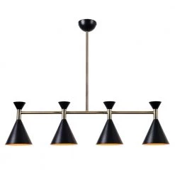 Arne 4-Light Matte Black with Antique Brass Island Pendant by Kenroy Home