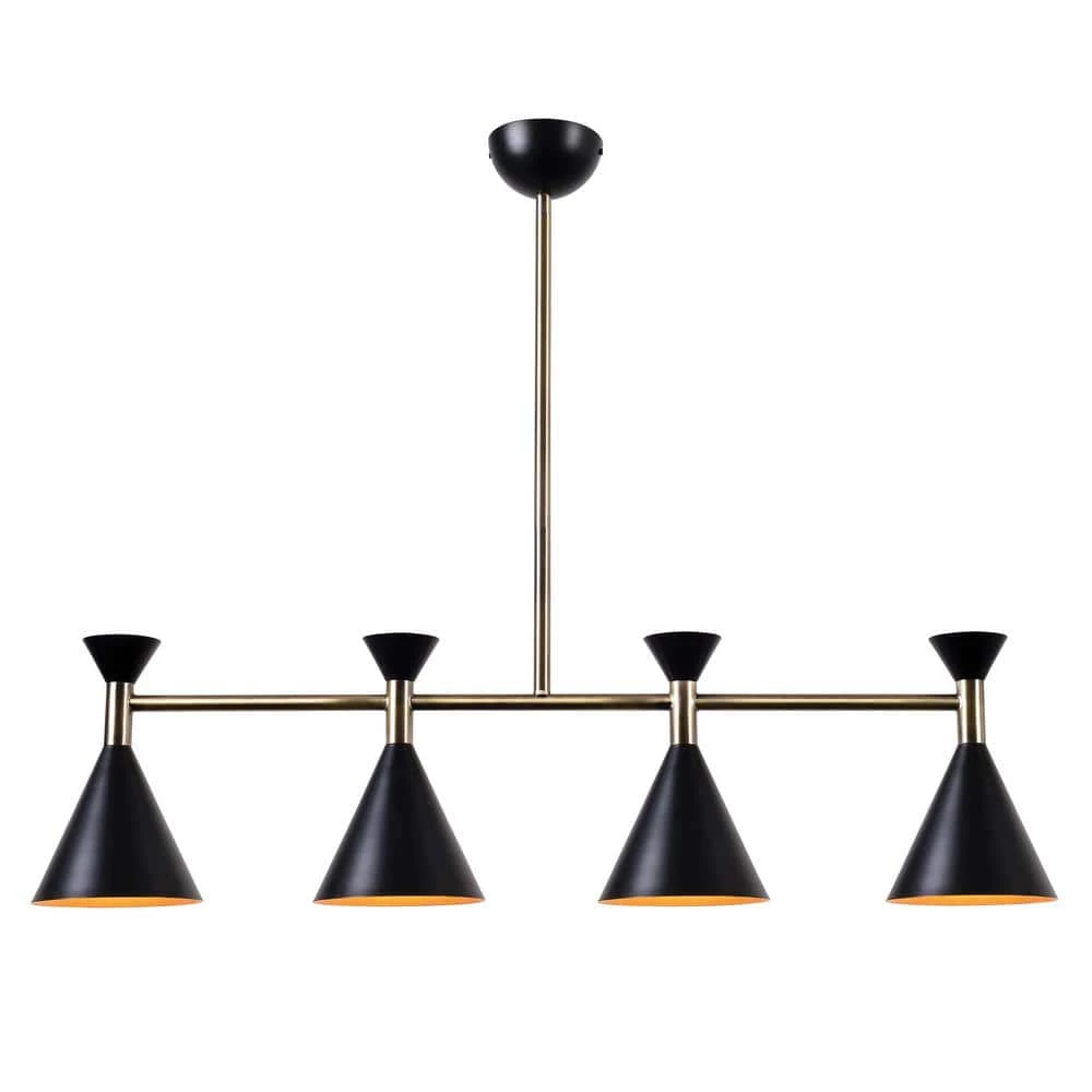 Arne 4-Light Matte Black with Antique Brass Island Pendant by Kenroy Home 3 Arne 4-Light Matte Black with Antique Brass Island Pendant by Kenroy Home