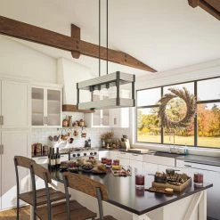 Pioneer 4 Light Matte Black Island Chandelier with Galvanized Tin Accents by Kenroy Home -Kenroy Home Sales matte black with galvanized tin accents kenroy home chandeliers 93424bl 44 1000