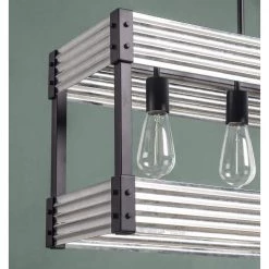 Pioneer 4 Light Matte Black Island Chandelier with Galvanized Tin Accents by Kenroy Home -Kenroy Home Sales matte black with galvanized tin accents kenroy home chandeliers 93424bl 4f 1000