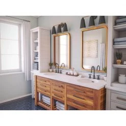 Alvar 3-Light Matte Black Vanity Light with Metal Shade by Kenroy Home -Kenroy Home Sales matte black with gold finish kenroy home vanity lighting 93678bl 1f 1000