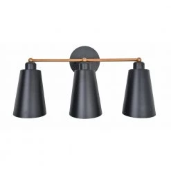 Alvar 3-Light Matte Black Vanity Light with Metal Shade by Kenroy Home