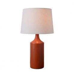 Crayon 25 in. Orange Table Lamp with White Linen Shade by Kenroy Home