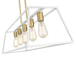 Agnes II 5-Light Matte White with Dark Gold Socket LED Pendant by OVE Decors -Kenroy Home Sales matte white ove decors chandeliers pe agn238 whgky 44 1000