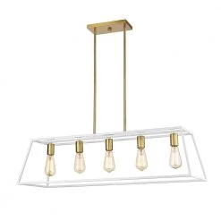 Agnes II 5-Light Matte White with Dark Gold Socket LED Pendant by OVE Decors -Kenroy Home Sales matte white ove decors chandeliers pe agn238 whgky 4f 1000