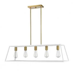 Agnes II 5-Light Matte White with Dark Gold Socket LED Pendant by OVE Decors