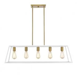 Agnes II 5-Light Matte White with Dark Gold Socket LED Pendant by OVE Decors -Kenroy Home Sales matte white ove decors chandeliers pe agn238 whgky 76 1000