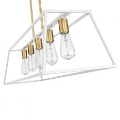 Agnes II 5-Light Matte White with Dark Gold Socket LED Pendant by OVE Decors -Kenroy Home Sales matte white ove decors chandeliers pe agn238 whgky fa 1000