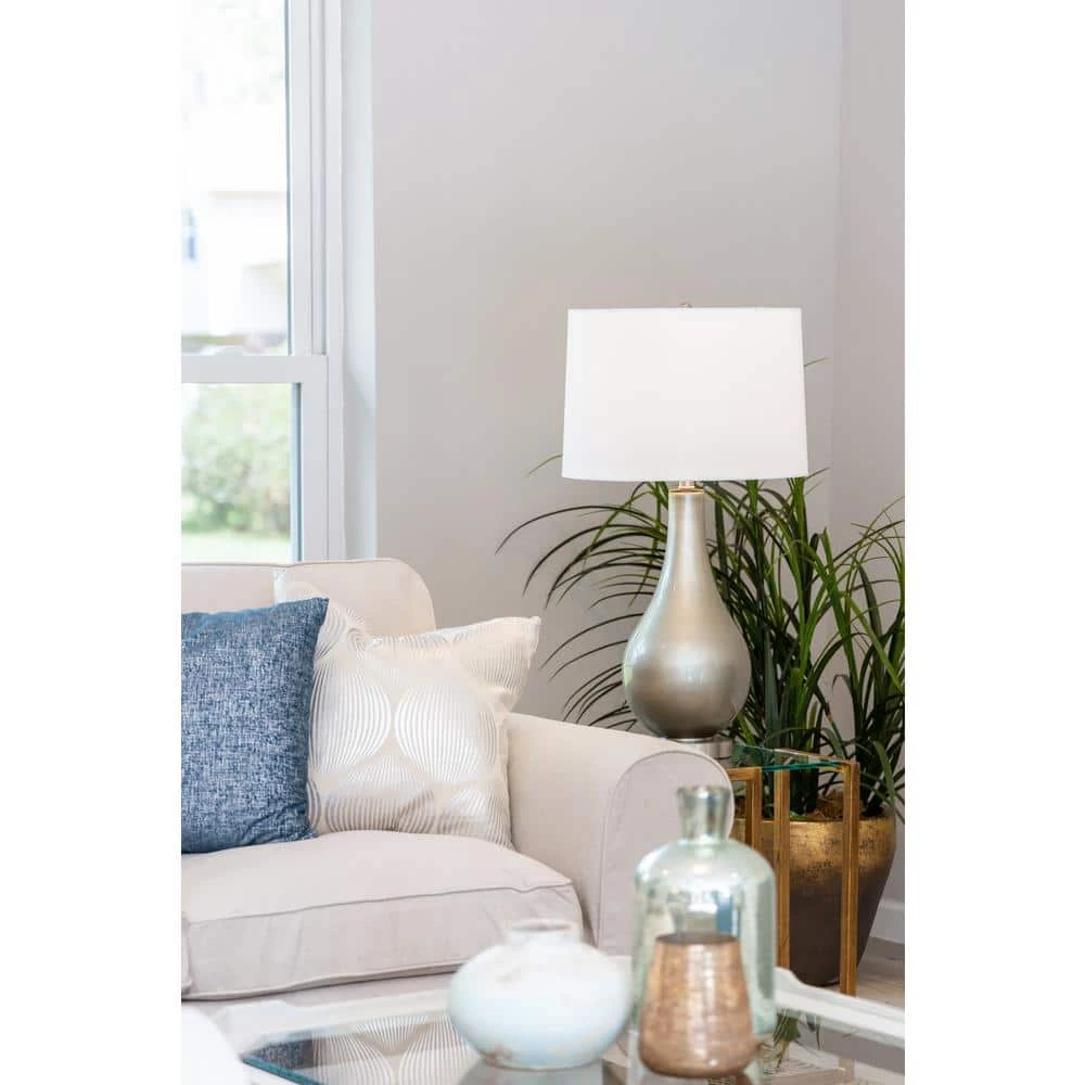 Teardrop 29 in. Metallic Pewter Table Lamp by Kenroy Home 8 Teardrop 29 in. Metallic Pewter Table Lamp by Kenroy Home - Image 6