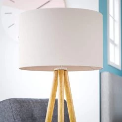 Jordon 60 in. Wood Grain Floor Lamp with Cream Shade by Kenroy Home -Kenroy Home Sales natural wood grain finish with brushed steel accen kenroy home floor lamps 32988nwbs 44 1000