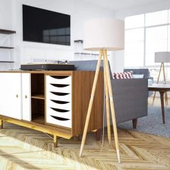 Jordon 60 in. Wood Grain Floor Lamp with Cream Shade by Kenroy Home -Kenroy Home Sales natural wood grain finish with brushed steel accen kenroy home floor lamps 32988nwbs 4f 1000