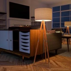 Jordon 60 in. Wood Grain Floor Lamp with Cream Shade by Kenroy Home -Kenroy Home Sales natural wood grain finish with brushed steel accen kenroy home floor lamps 32988nwbs 76 1000