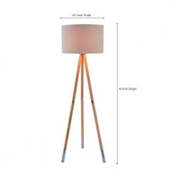 Jordon 60 in. Wood Grain Floor Lamp with Cream Shade by Kenroy Home -Kenroy Home Sales natural wood grain finish with brushed steel accen kenroy home floor lamps 32988nwbs c3 1000