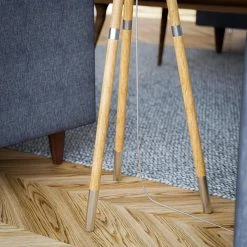 Jordon 60 in. Wood Grain Floor Lamp with Cream Shade by Kenroy Home -Kenroy Home Sales natural wood grain finish with brushed steel accen kenroy home floor lamps 32988nwbs fa 1000