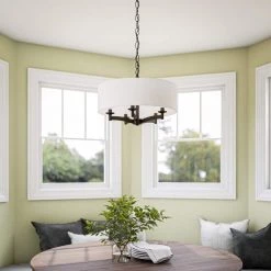 Rutherford 5-Light Bronze Pendant with Taupe Shade by Kenroy Home -Kenroy Home Sales oil rubbed bronze finish kenroy home chandeliers 93637orb 1f 1000