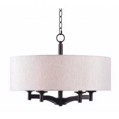 Rutherford 5-Light Bronze Pendant with Taupe Shade by Kenroy Home