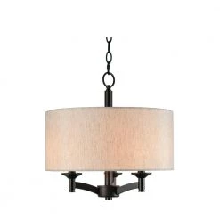 Rutherford 3-Light Bronze Pendant with Taupe Shade by Kenroy Home